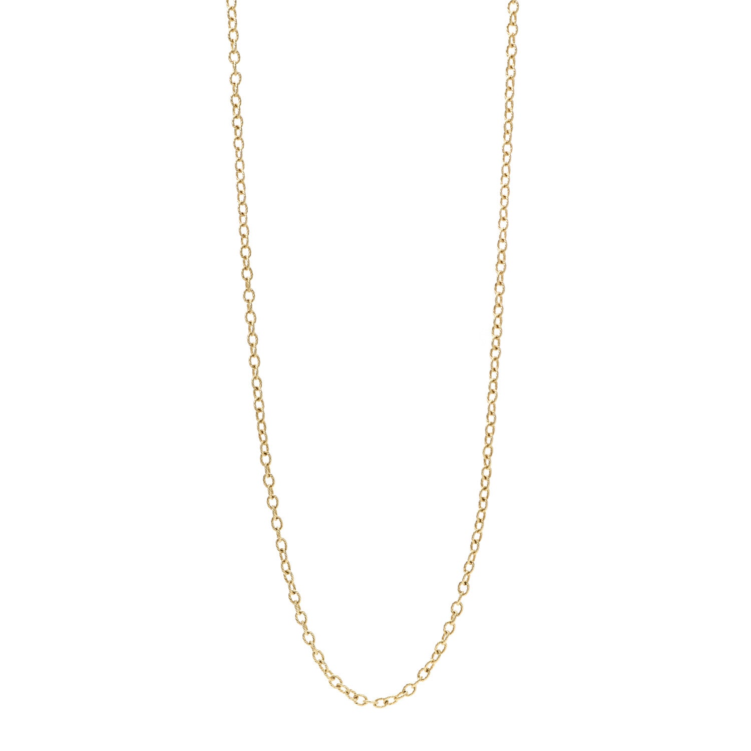 David Yurman 18K Yellow Gold 4mm Cable Rolo Chain Necklace 36" 1 of 4