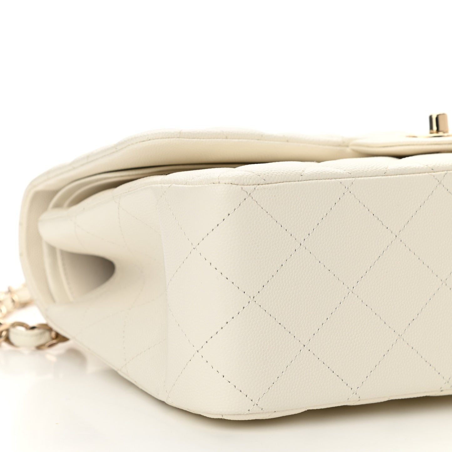 Caviar Quilted Jumbo Double Flap White