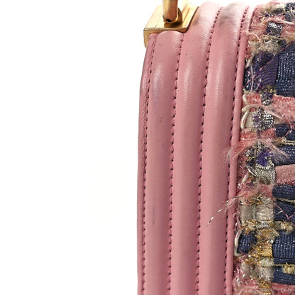 Chanel Lambskin Tweed Quilted Small Boy Flap Pink 11 of 12
