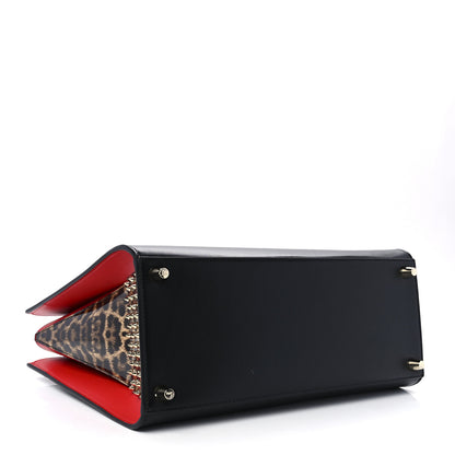 Christian Louboutin Calfskin Patent Leopard Spiked Large Paloma Black 4 of 12