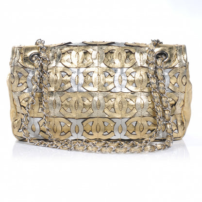 Chanel Calfskin Crackled CC Mix Medium Flap Gold Silver 7 of 9