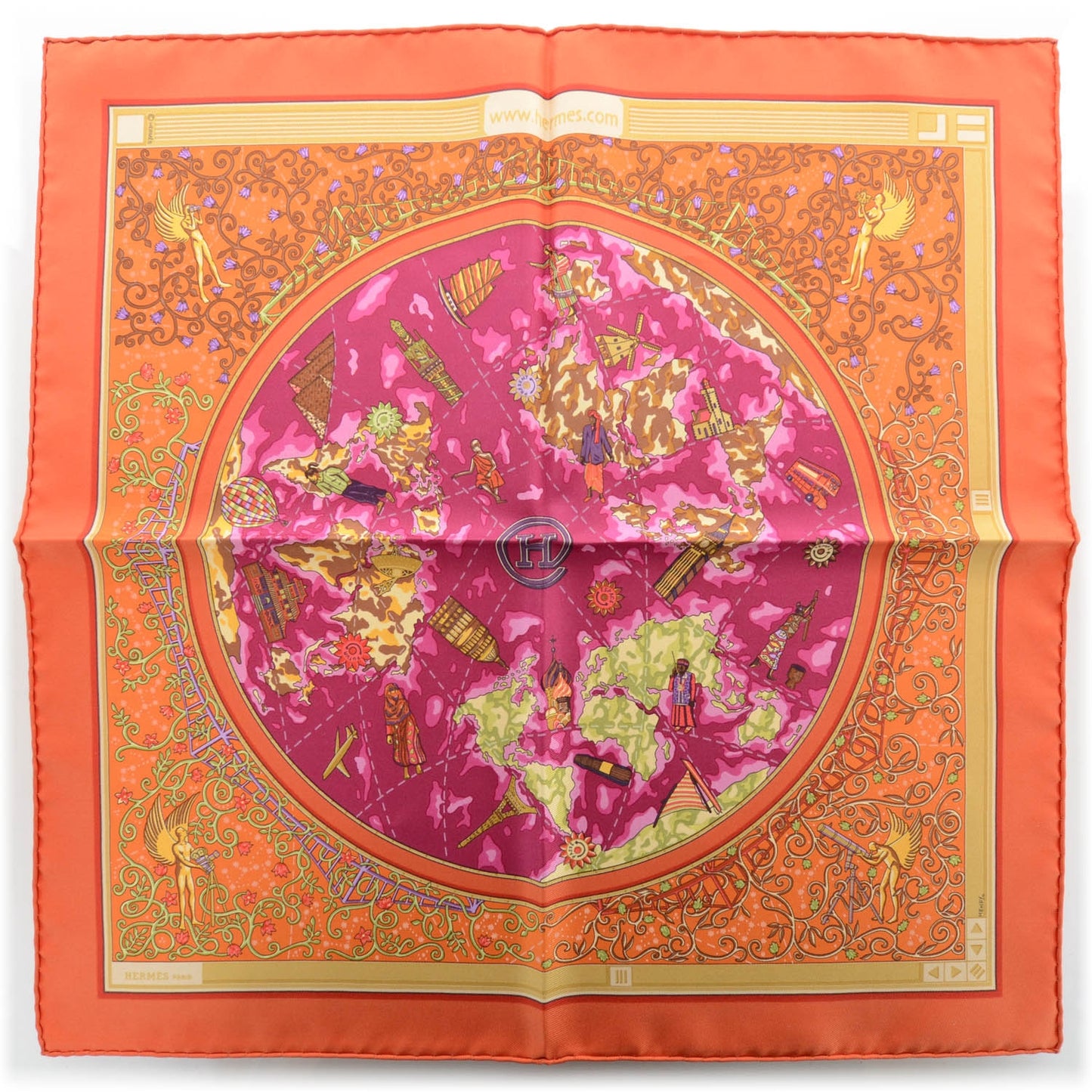 Silk WWW.HERMES.COM Pocket Square Scarf