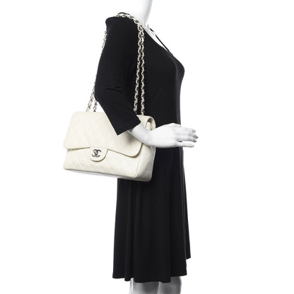 Chanel Caviar Quilted Jumbo Single Flap White 3 of 13