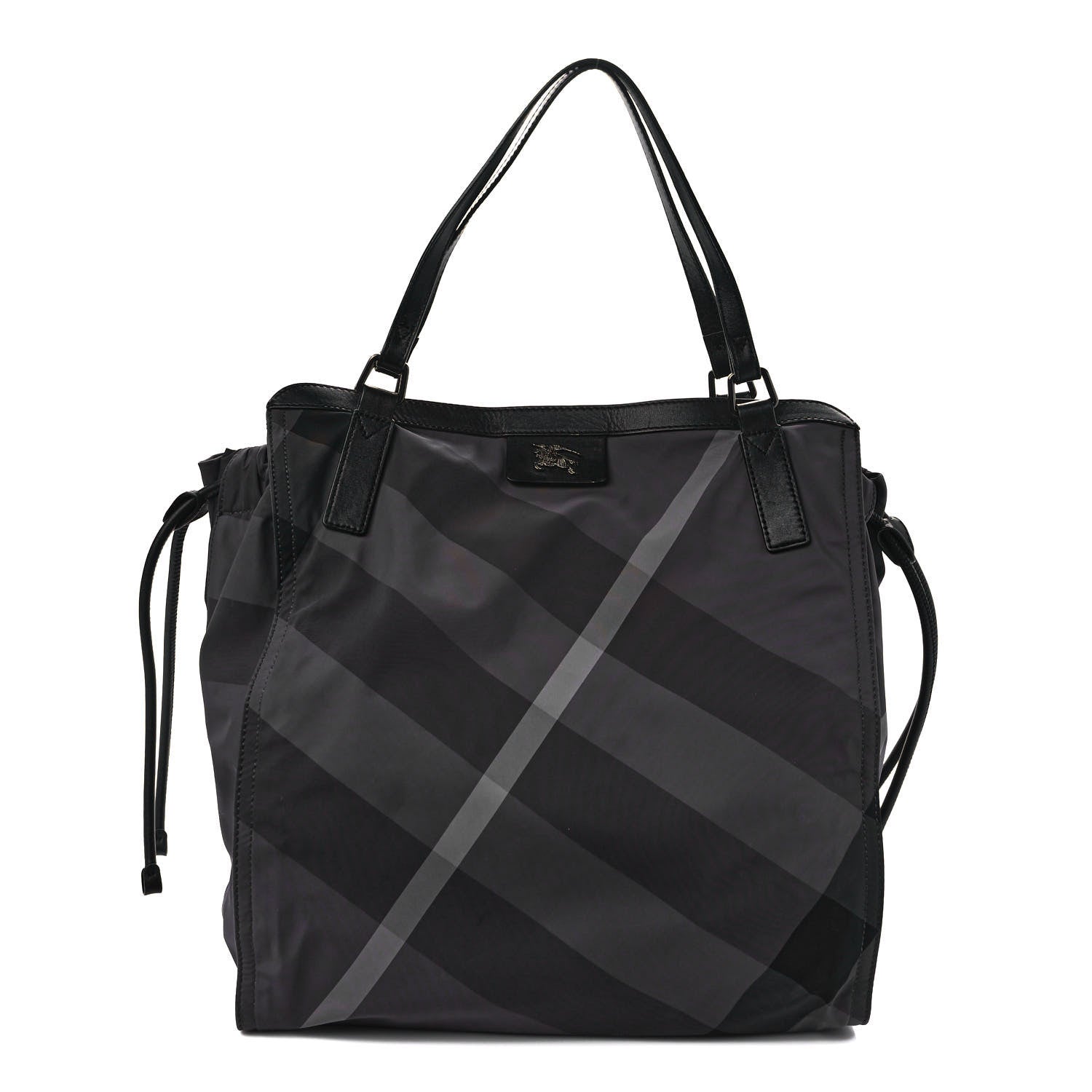 Burberry Nylon Check Buckleigh Packable Tote Charcoal 1 of 12