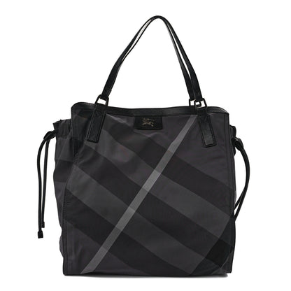 Burberry Nylon Check Buckleigh Packable Tote Charcoal 1 of 12