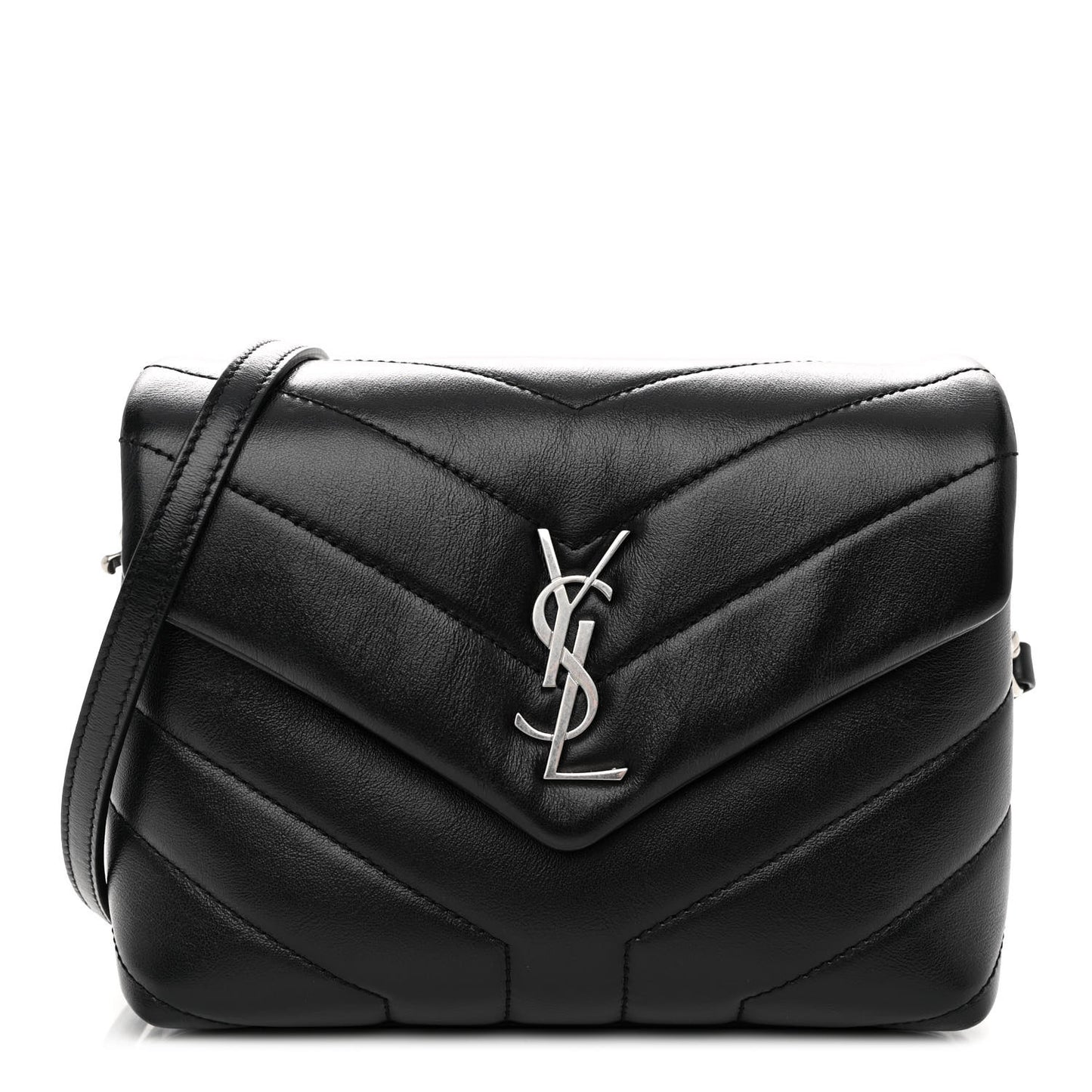 Calfskin Y Quilted Monogram Toy Loulou Crossbody Bag Black