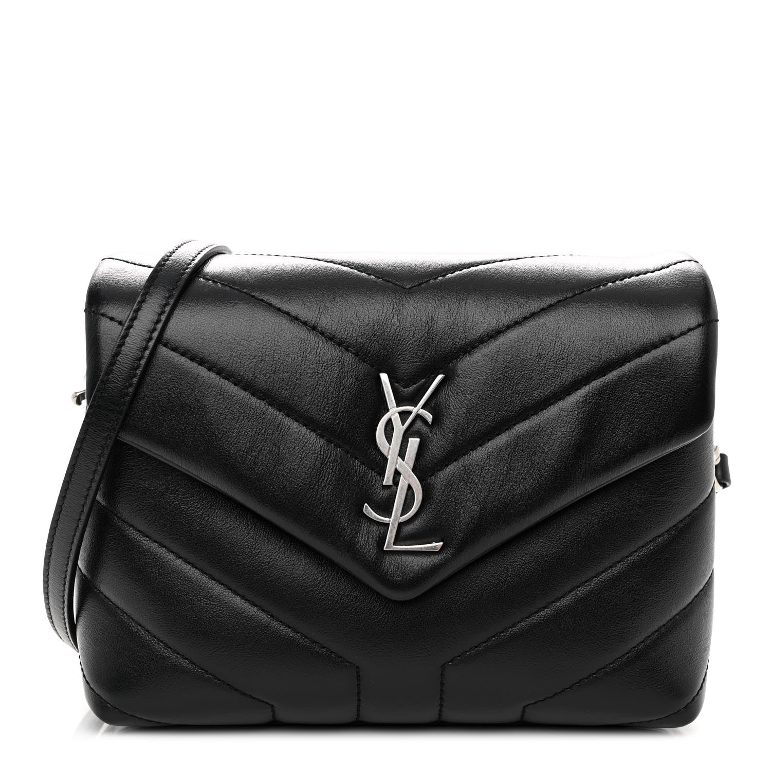 Saint Laurent Calfskin Y Quilted Monogram Toy Loulou Crossbody Bag Black 1 of 10