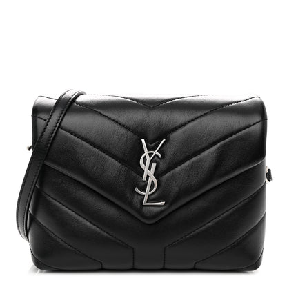 Saint Laurent Calfskin Y Quilted Monogram Toy Loulou Crossbody Bag Black 1 of 10