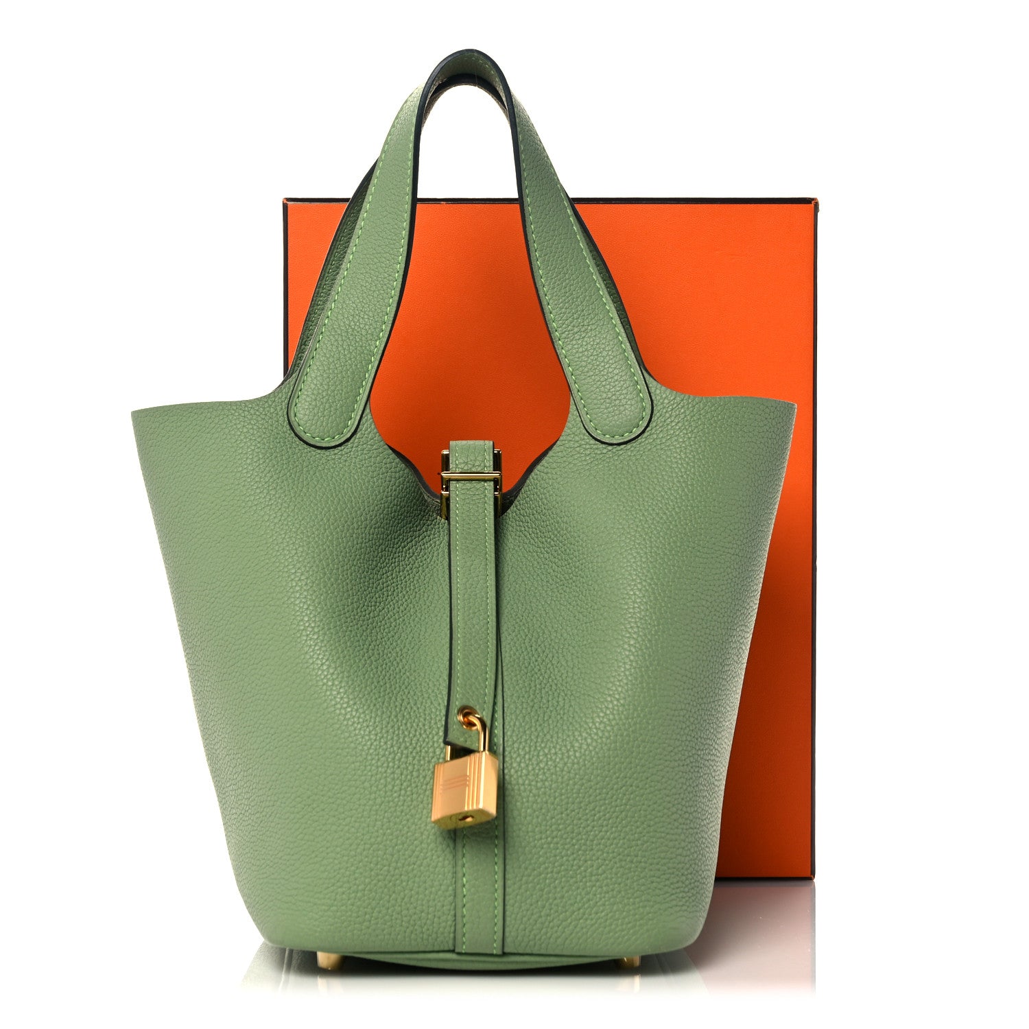 Hermes Taurillon Maurice Picotin Lock 18 PM Vert Criquet 960758