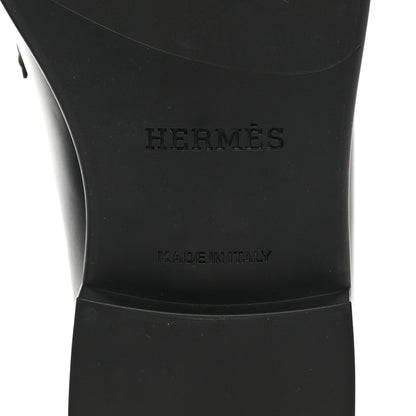 Hermes Glossed Calfskin Mens Duke Loafers 40 Black 6 of 10
