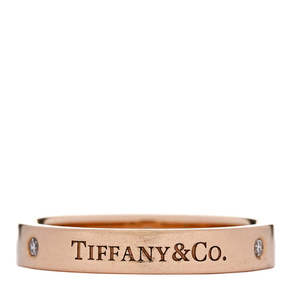 Tiffany 18K Rose Gold Diamond Logo Band Ring 64 10.75 3 of 5