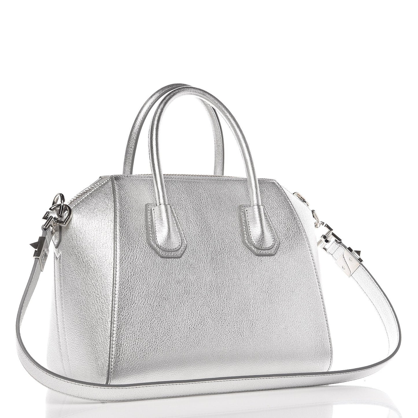 Metallic Sugar Goatskin Small Antigona Silver
