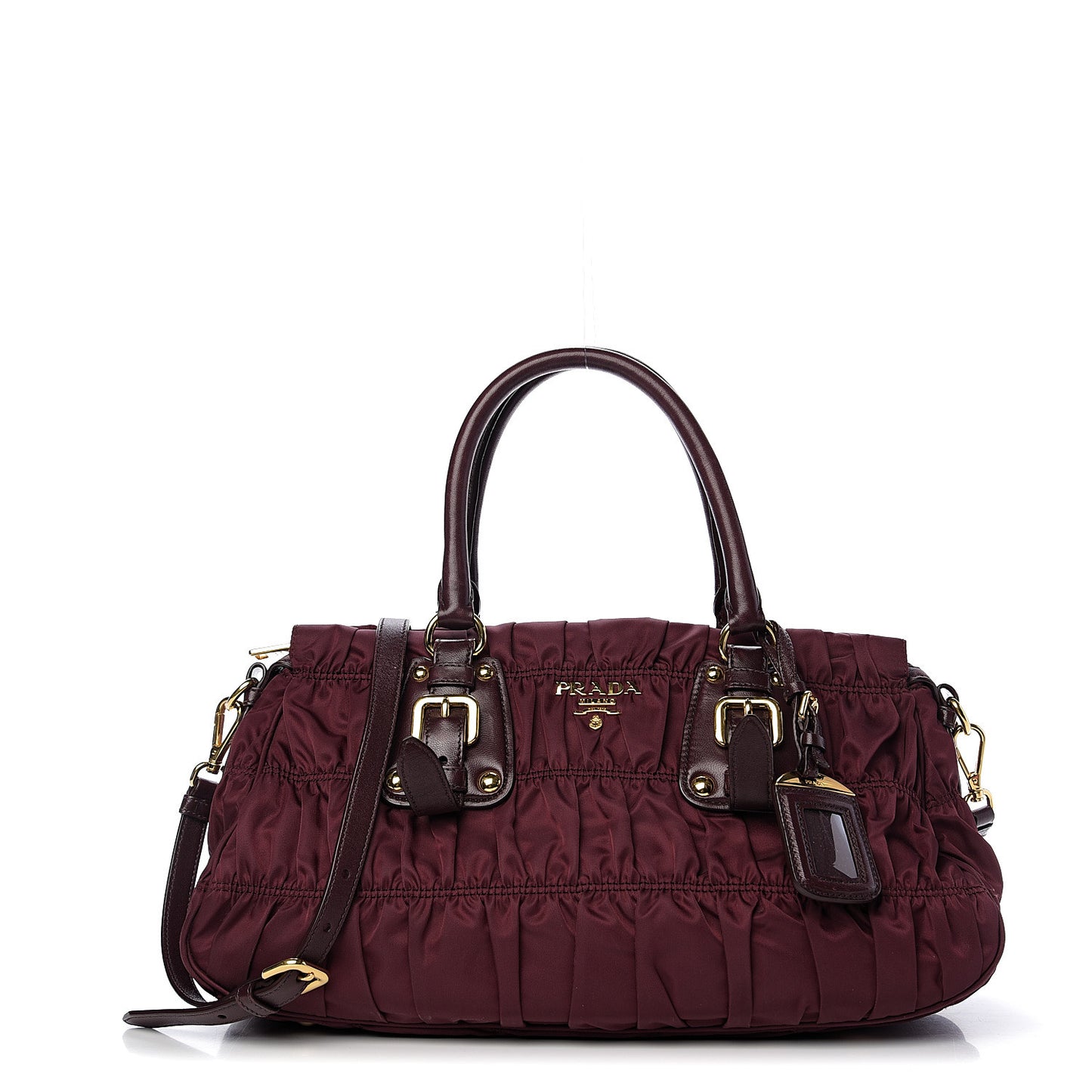 Tessuto Nylon Nappa Gaufre Shopping Satchel Granato