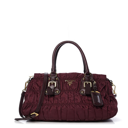Prada Tessuto Nylon Nappa Gaufre Shopping Satchel Granato 1 of 8