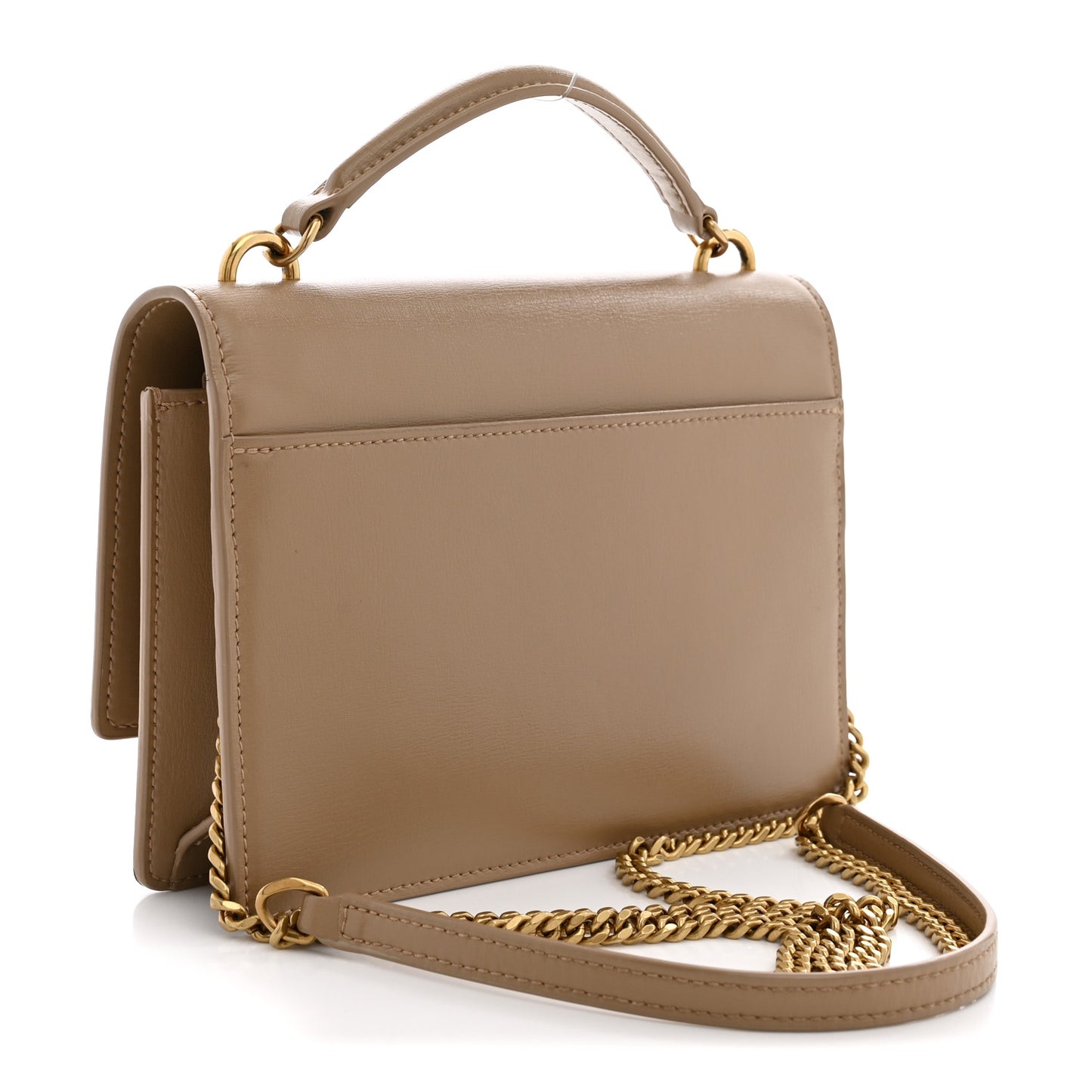 Calfskin Monogram Sunset Chain Wallet  Dark Toffee