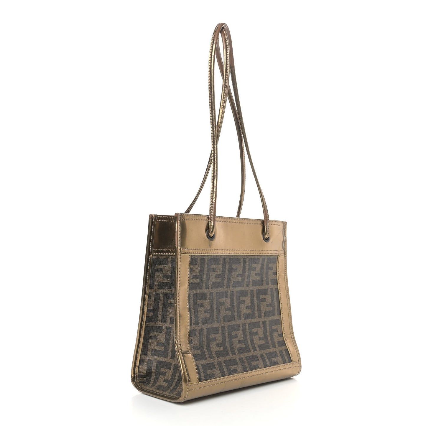 Metallic Calfskin Zucca Spalmati Shopping Tote Tobacco