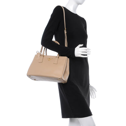 Prada Saffiano Small Galleria Double Zip Tote Sabbia 2 of 12