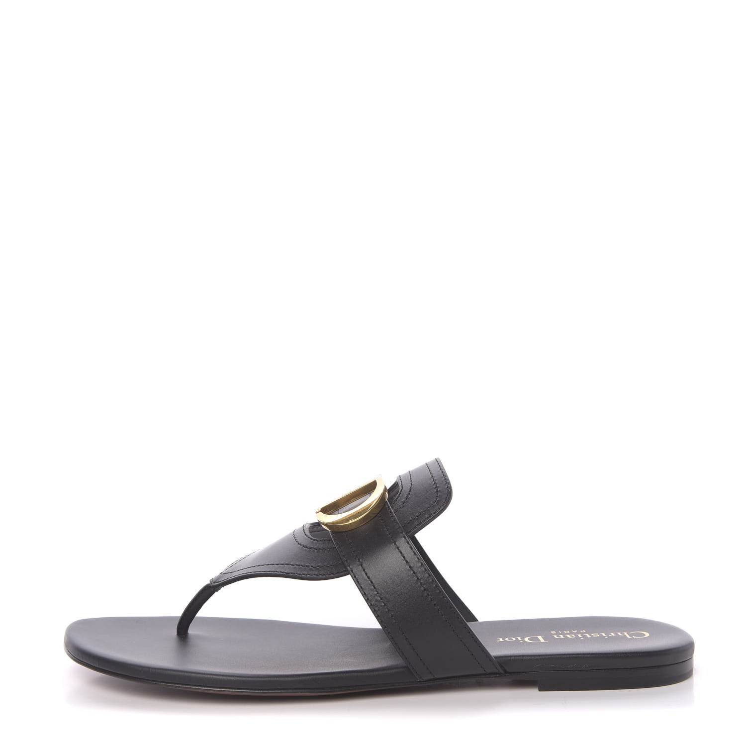 Christian Dior Calfskin 30 Montaigne Thong Sandals 39.5 Black 1 of 9