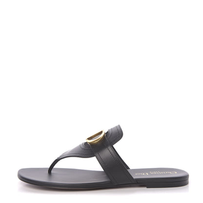 Christian Dior Calfskin 30 Montaigne Thong Sandals 39.5 Black 1 of 9