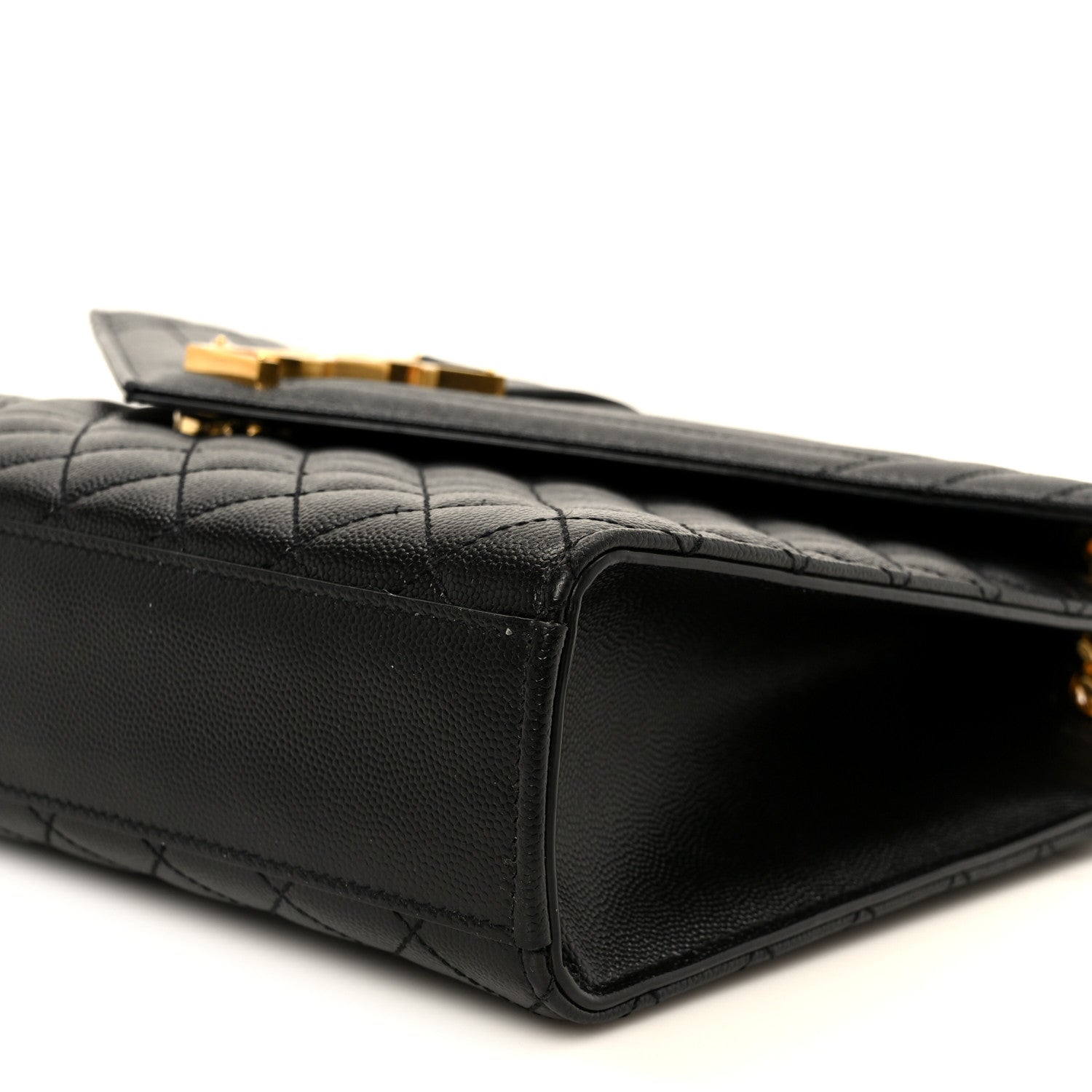 Saint Laurent Grain De Poudre Textured Mixed Matelasse Large Triquilt Monogram Satchel Black 11 of 11