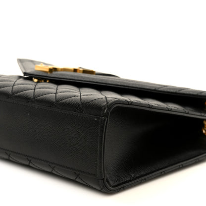Saint Laurent Grain De Poudre Textured Mixed Matelasse Large Triquilt Monogram Satchel Black 11 of 11