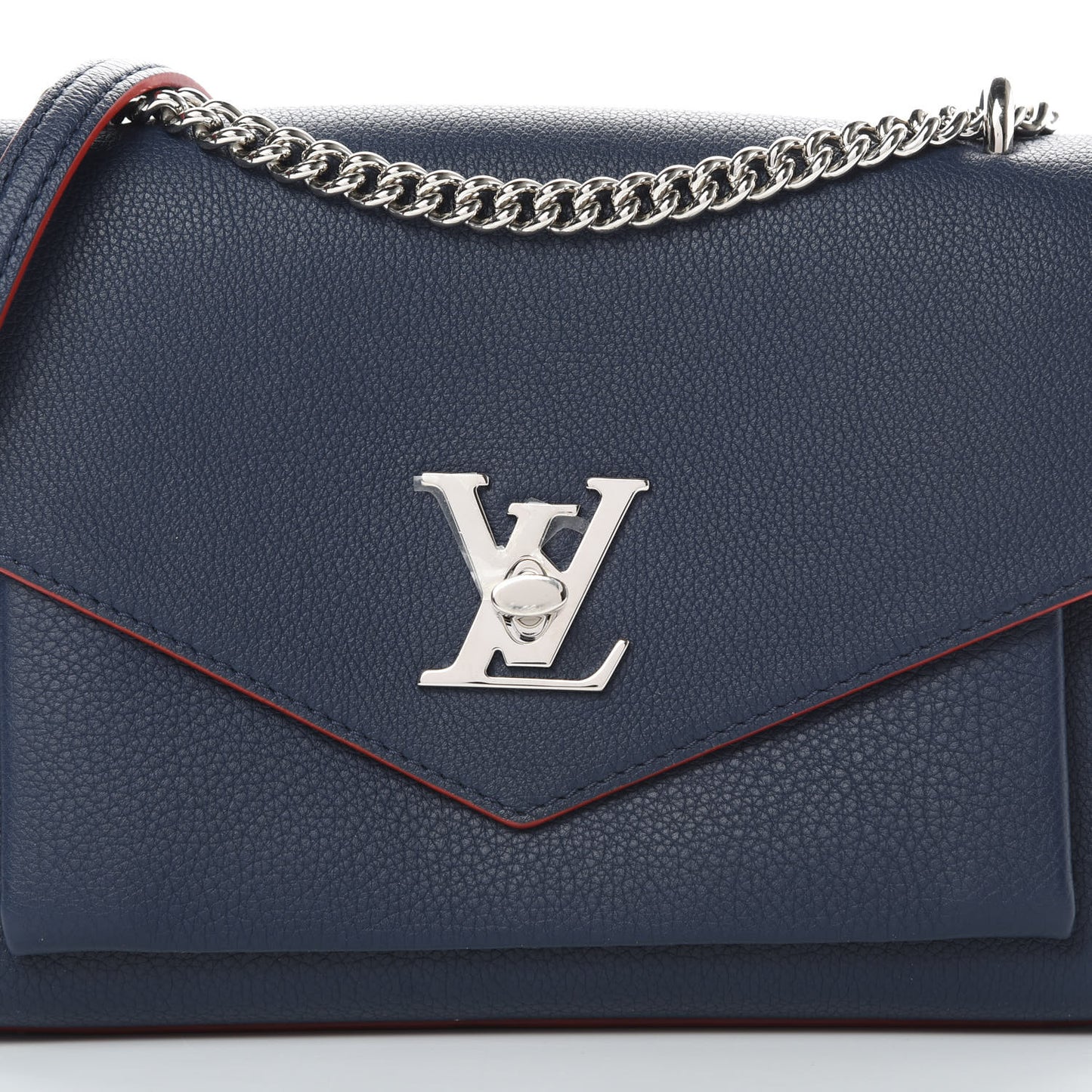 Soft Calfskin Mylockme Chain Bag BB Marine Rouge
