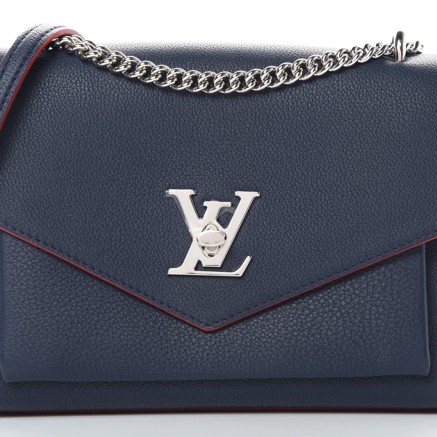Louis Vuitton Soft Calfskin Mylockme Chain Bag BB Marine Rouge 8 of 11