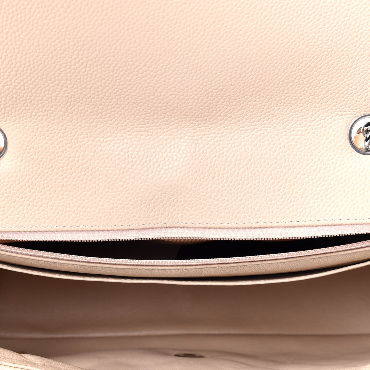 Caviar Quilted Jumbo Single Flap Beige Clair