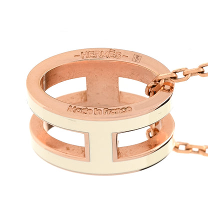 Hermes Lacquered Rose Gold Mini Pop H Pendant Necklace White 5 of 6