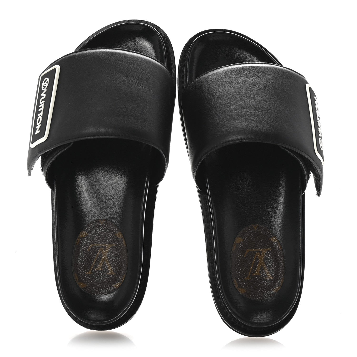Louis Vuitton Calfskin Womens Pool Pillow Sunset Mules 38 Black 2 of 9