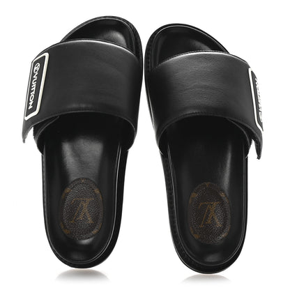 Louis Vuitton Calfskin Womens Pool Pillow Sunset Mules 38 Black 2 of 9