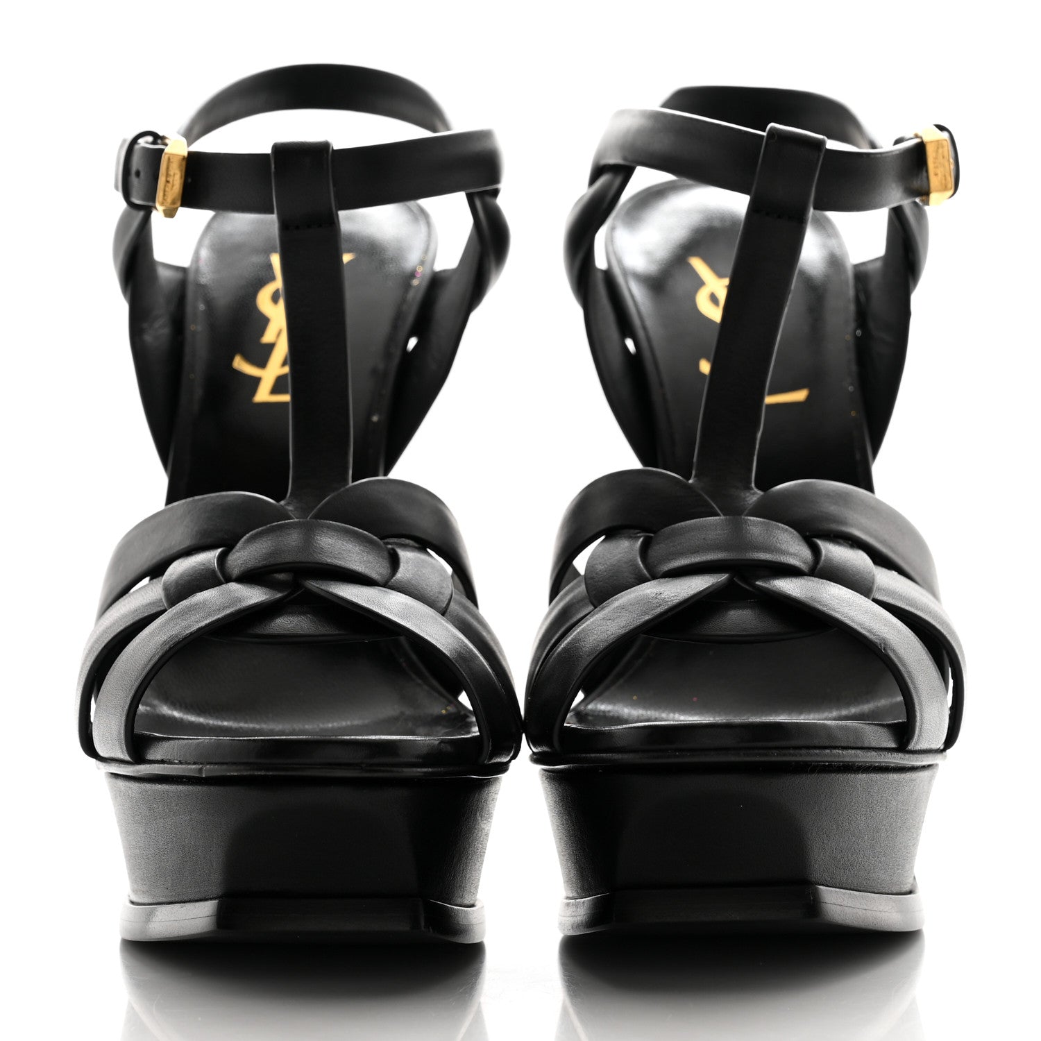 Saint Laurent Calfskin Tribute 105 Platform Sandals 36 Black 2 of 9