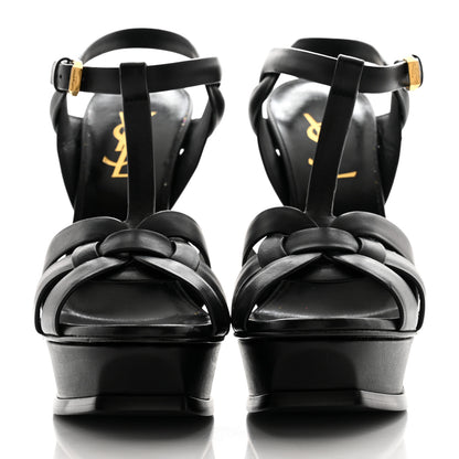 Saint Laurent Calfskin Tribute 105 Platform Sandals 36 Black 2 of 9