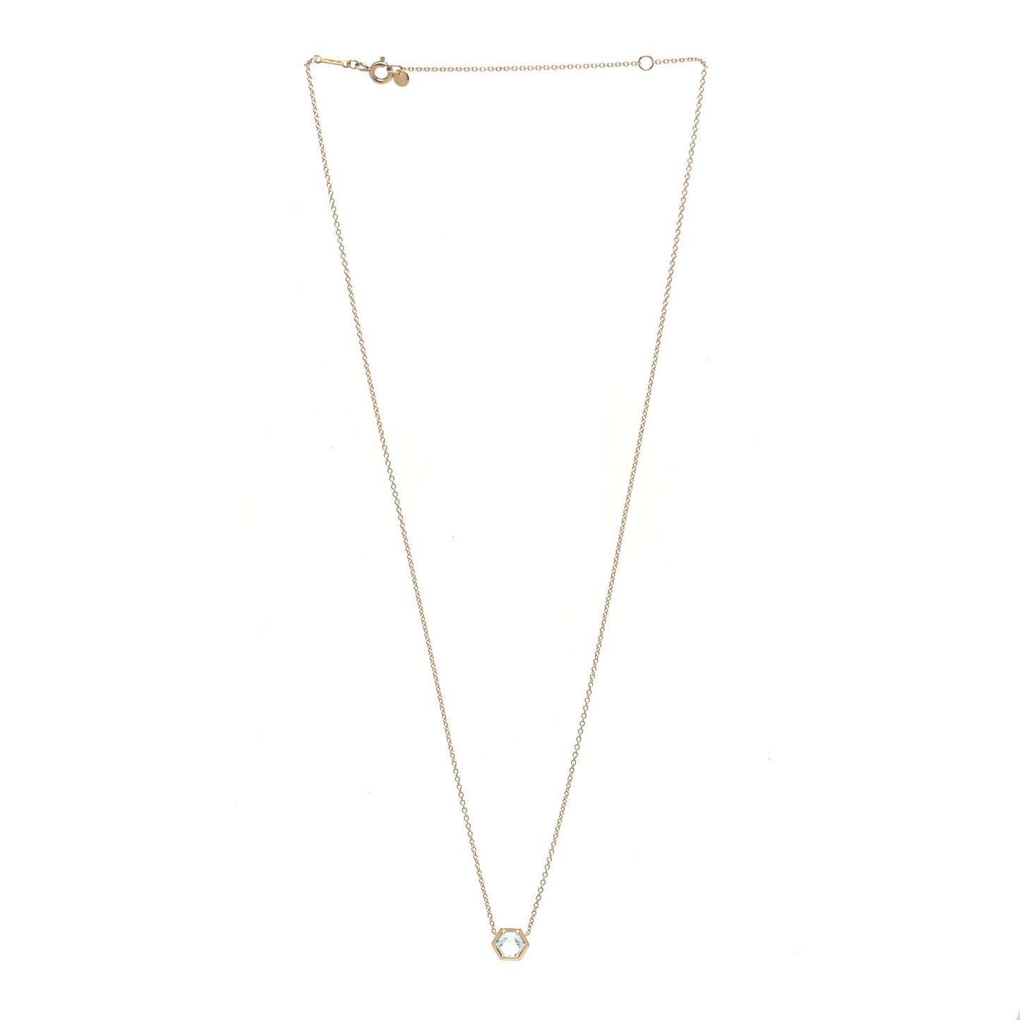 18K Yellow Gold Blue Topaz Paloma's Studio Hexagon Pendant Necklace