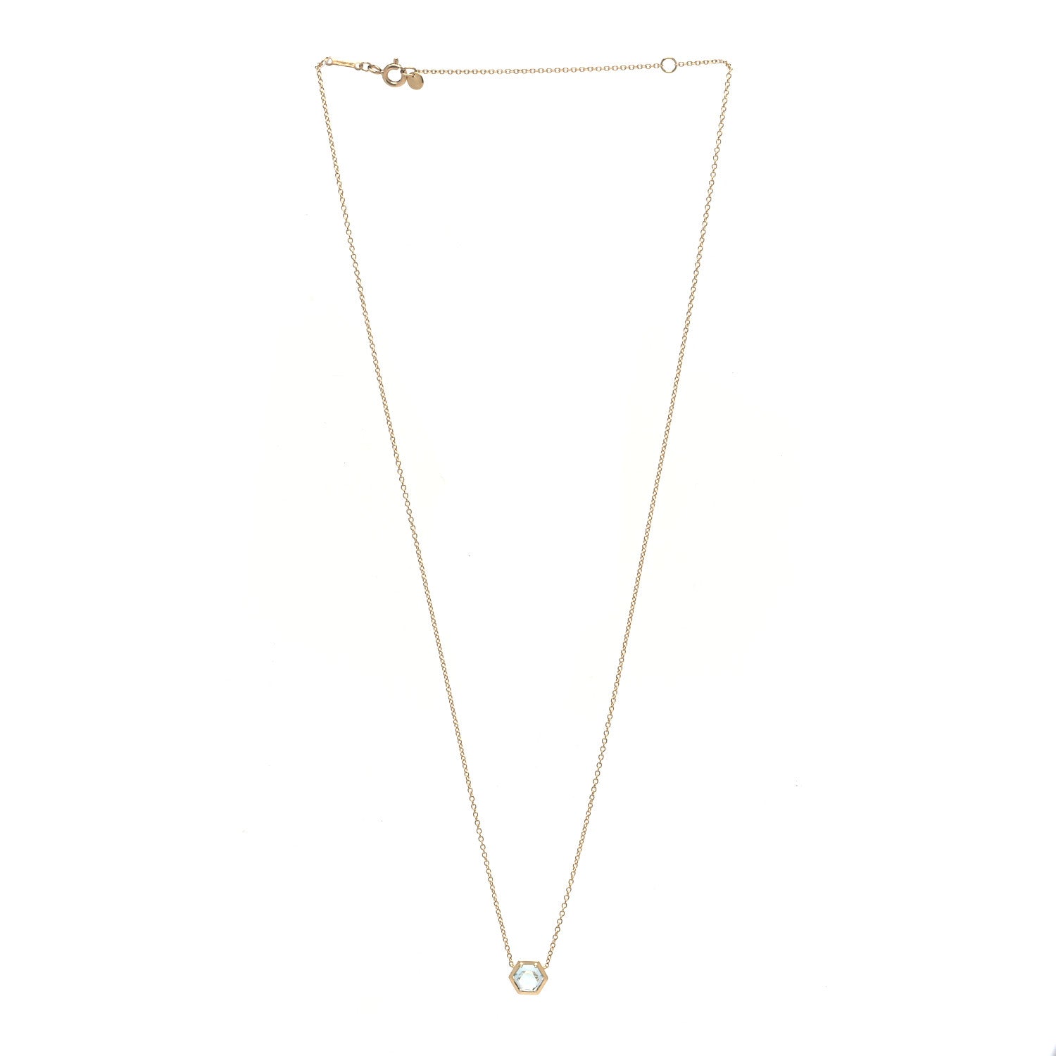 Tiffany 18K Yellow Gold Blue Topaz Paloma's Studio Hexagon Pendant Necklace 3 of 4