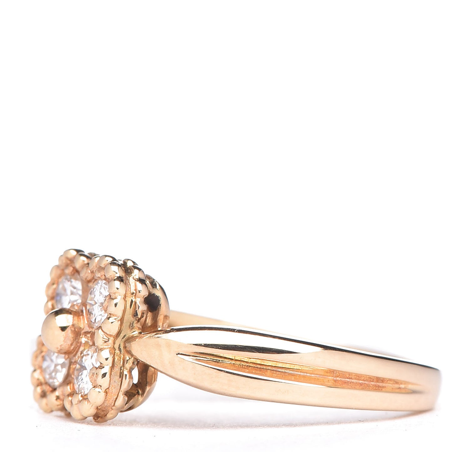 18K Yellow Gold Diamond Flower Ring 48 4.25