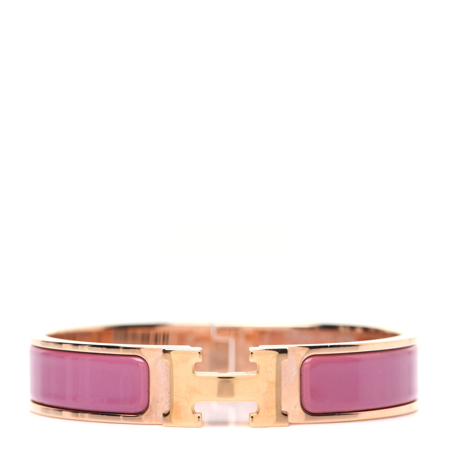 Hermes Enamel Narrow Clic Clac H Bracelet PM Rose Velours 1 of 7