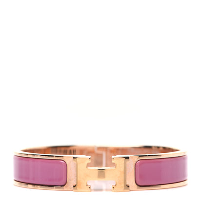 Hermes Enamel Narrow Clic Clac H Bracelet PM Rose Velours 1 of 7