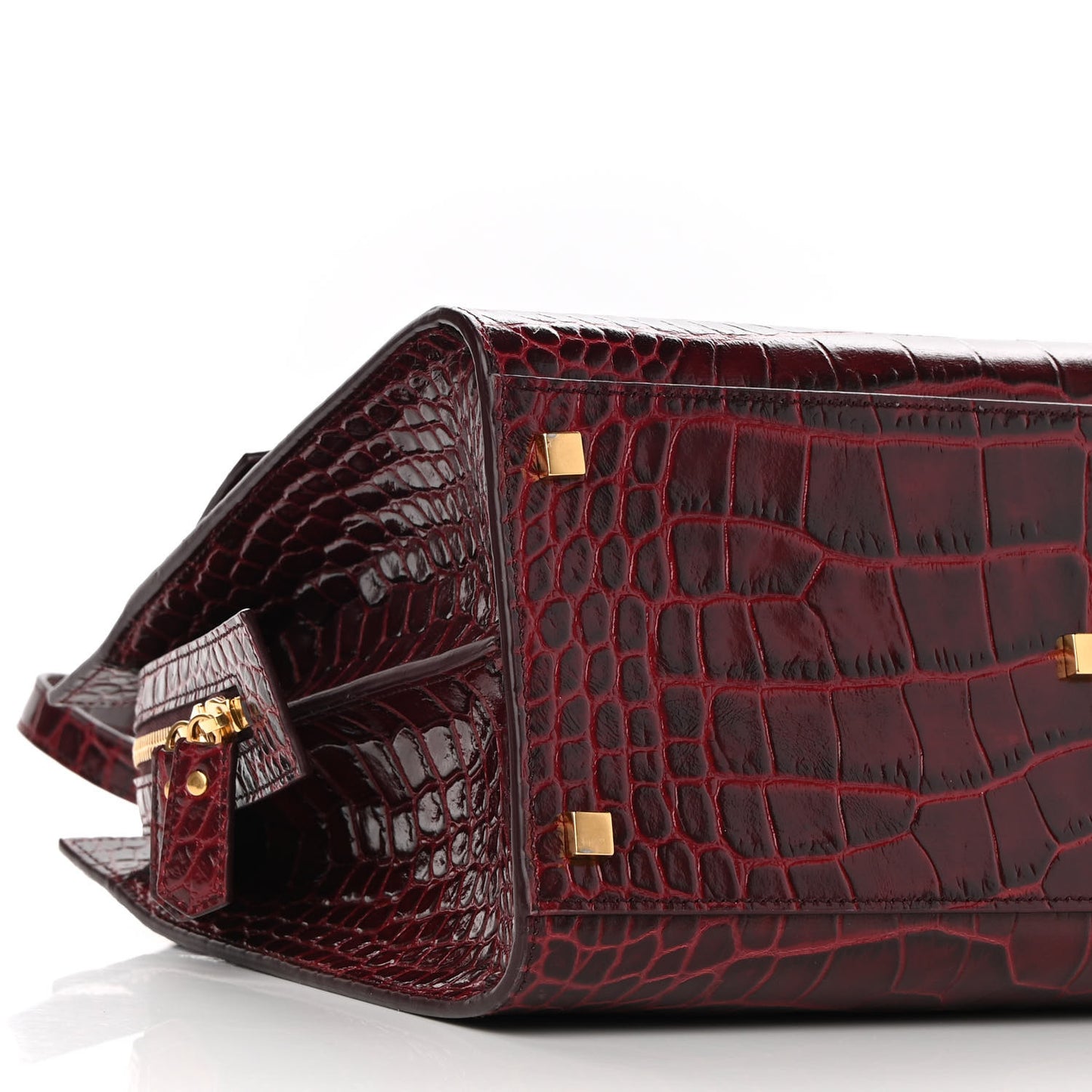 Calfskin Crocodile Embossed Medium Uptown Tote Sunset Amber
