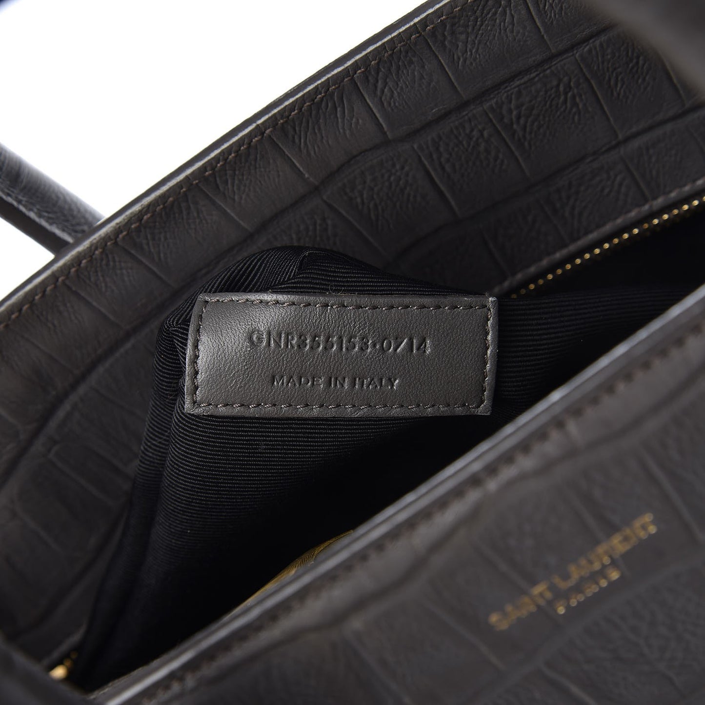 Calfskin Crocodile Embossed Small Sac De Jour Earth