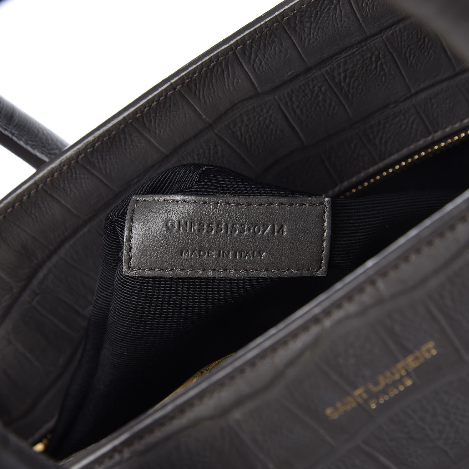 Saint Laurent Calfskin Crocodile Embossed Small Sac De Jour Earth 7 of 12