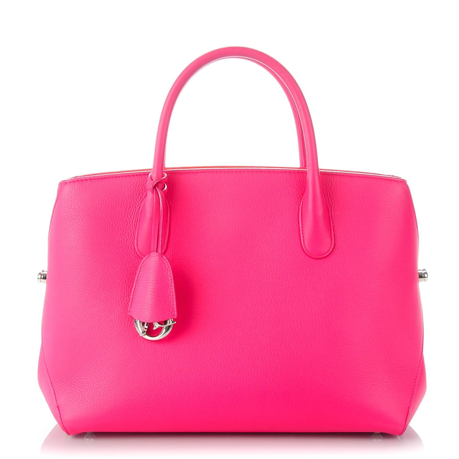 Christian Dior Grained Calfskin Medium Bi-Color Bar Tote Coquelicot 1 of 7
