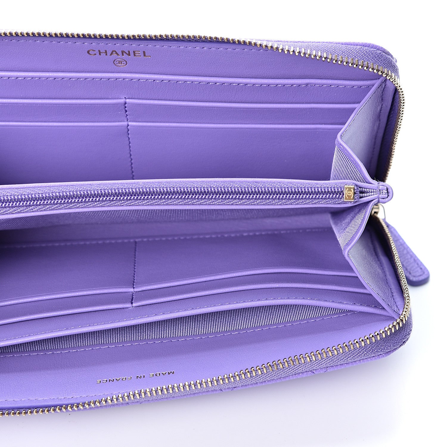 Chanel Caviar Quilted Large Gusset Zip Around Wallet Purple 4 of 10