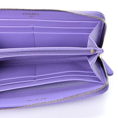 Chanel Caviar Quilted Large Gusset Zip Around Wallet Purple 4 of 10