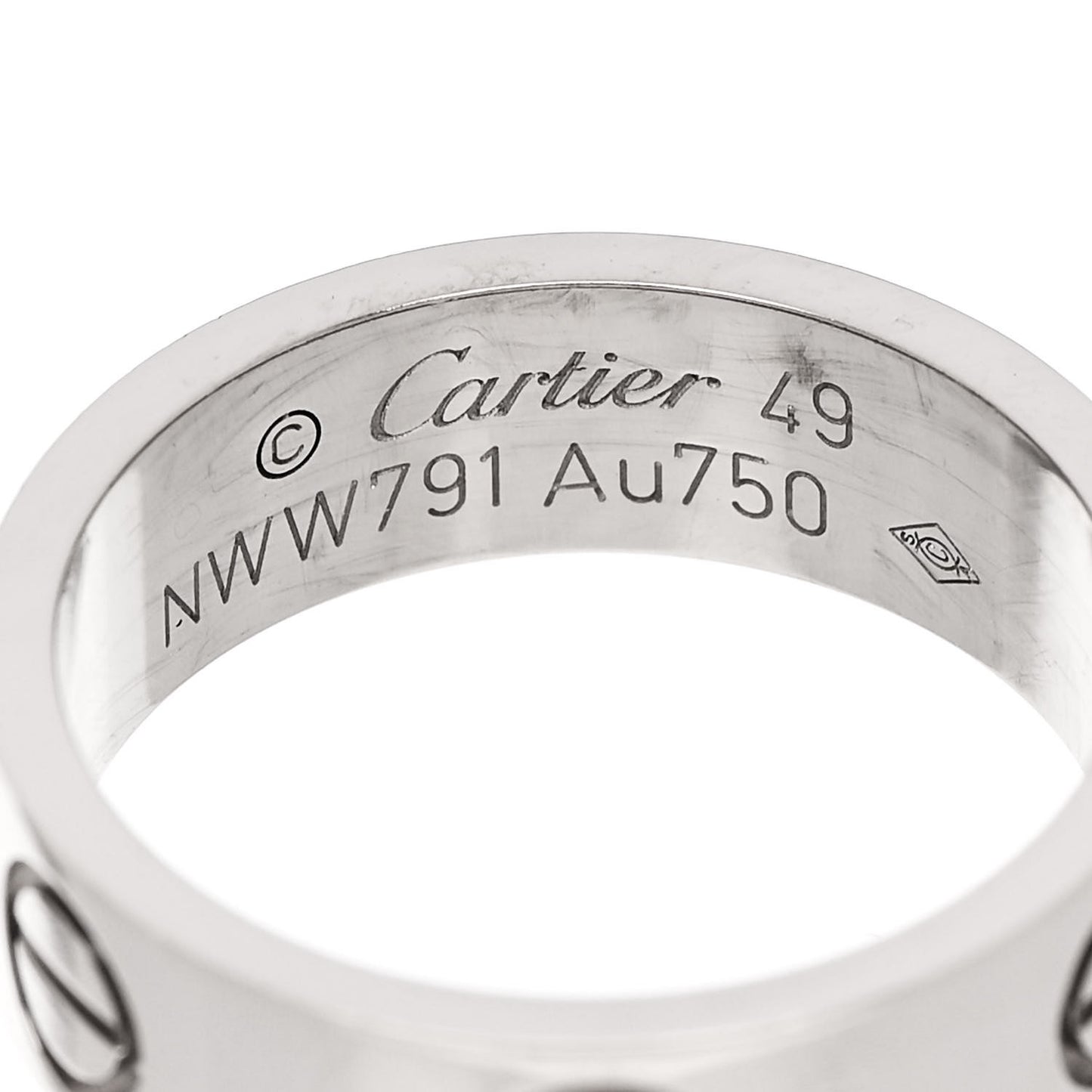 18K White Gold 5.5mm LOVE Ring 49 4.75