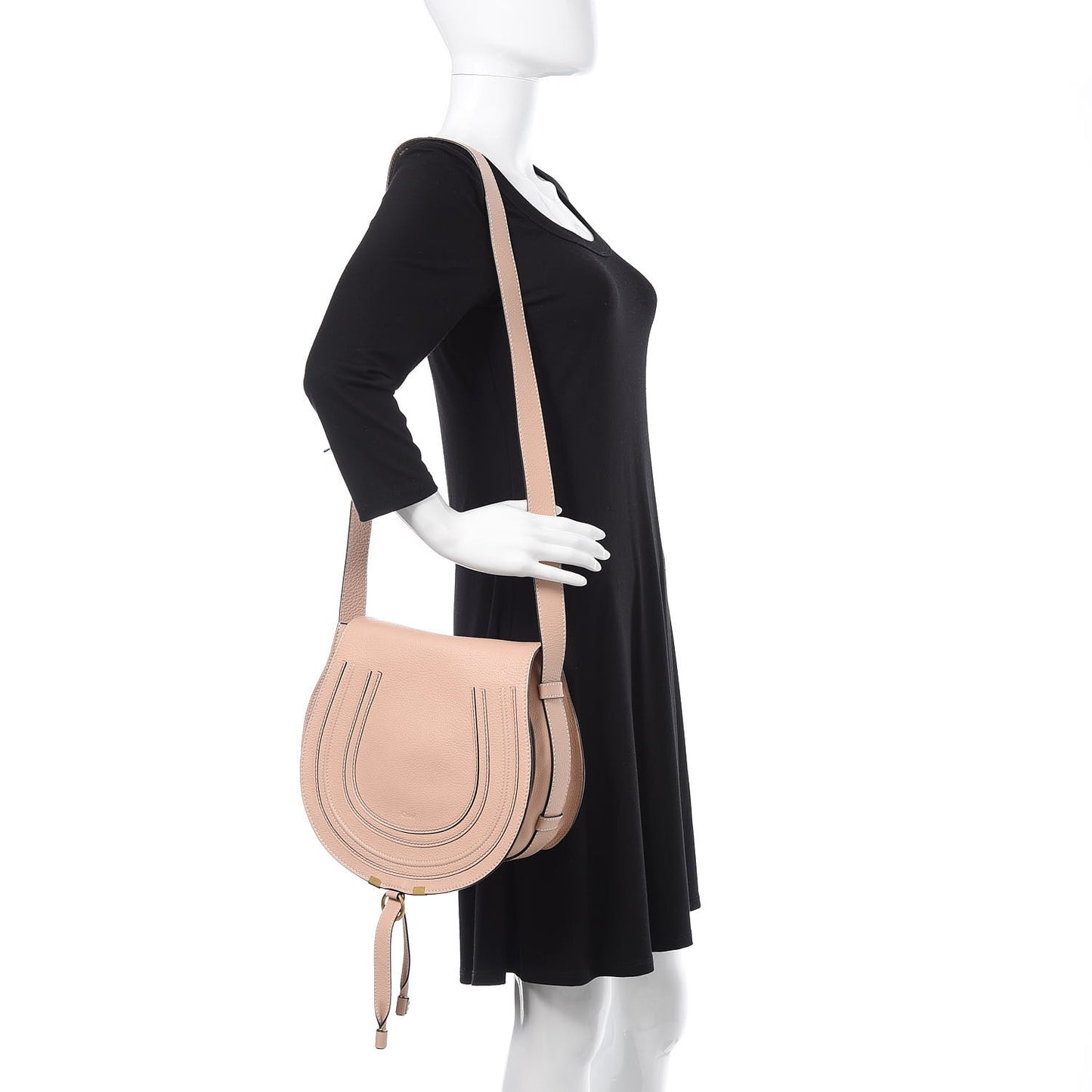 Calfskin Medium Marcie Round Crossbody Bag Blush Nude