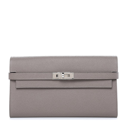 Hermes Epsom Kelly Longue Wallet Gris Asphalte Bleu Indigo 1 of 8