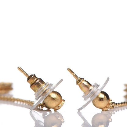 Chanel CC Drop Earrings Matte Gold 3 of 5