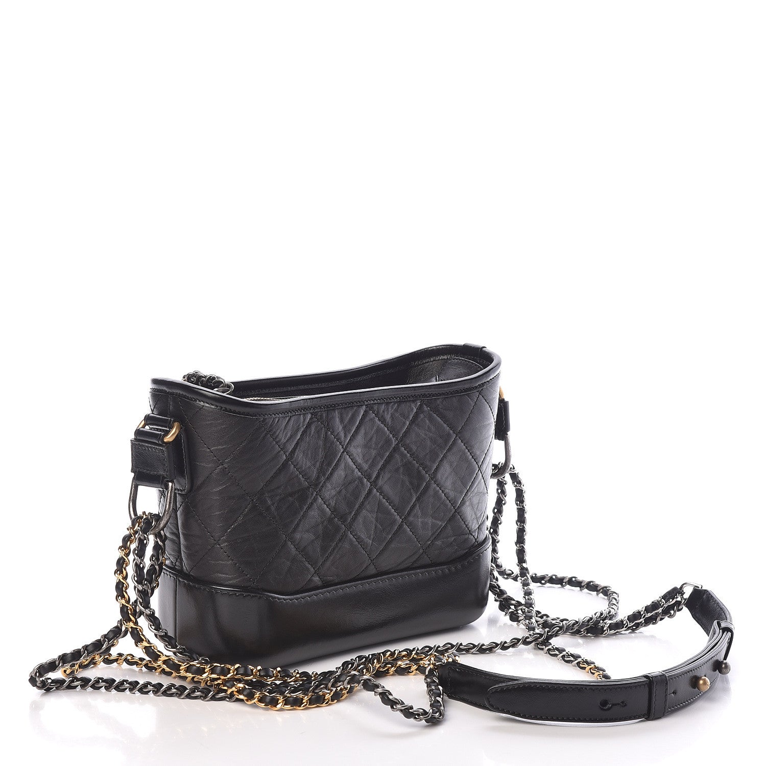Chanel Aged Calfskin Quilted Small Gabrielle Hobo Black 3 of 10