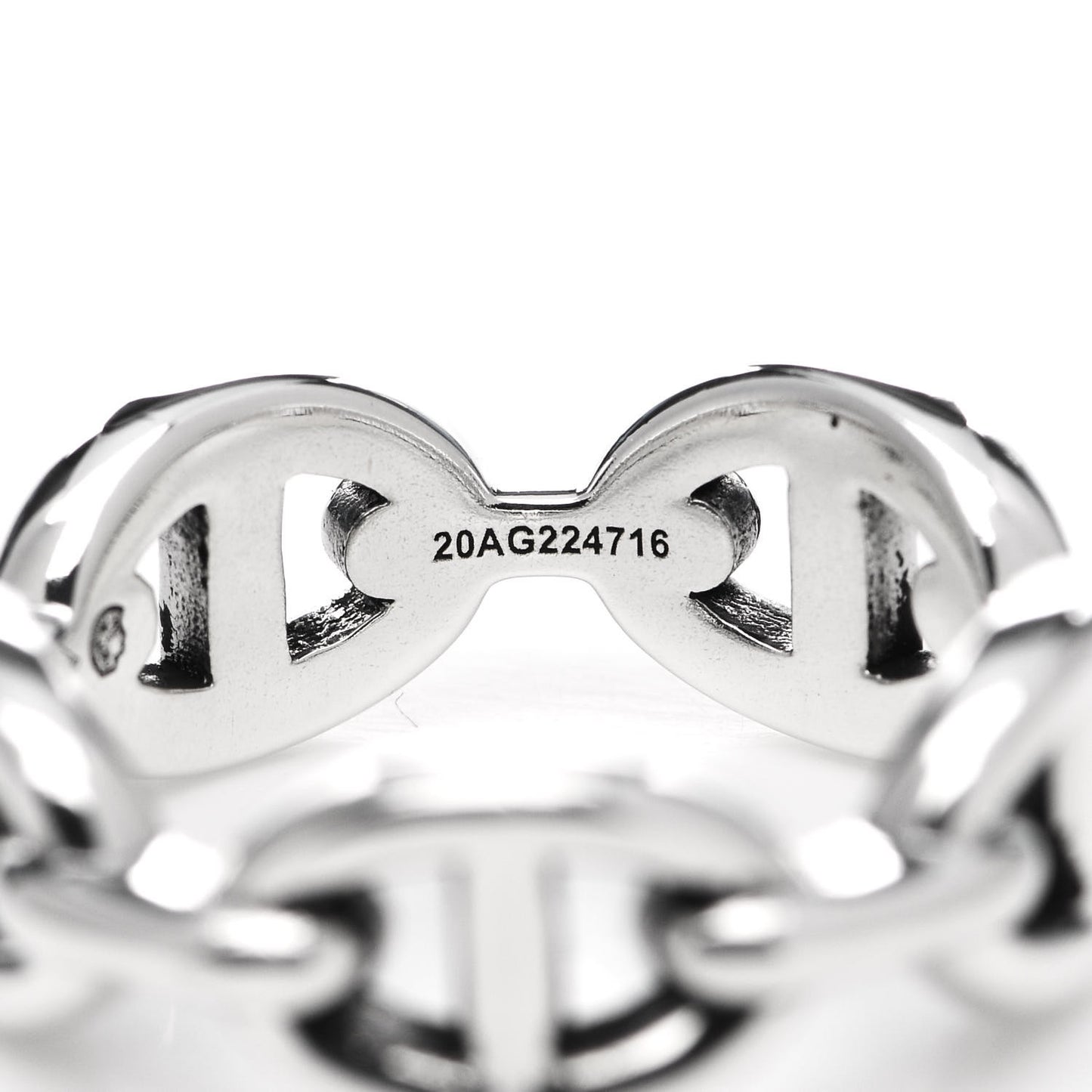 Sterling Silver PM Chaine d'Ancre Enchainee Band Ring 53 6.5